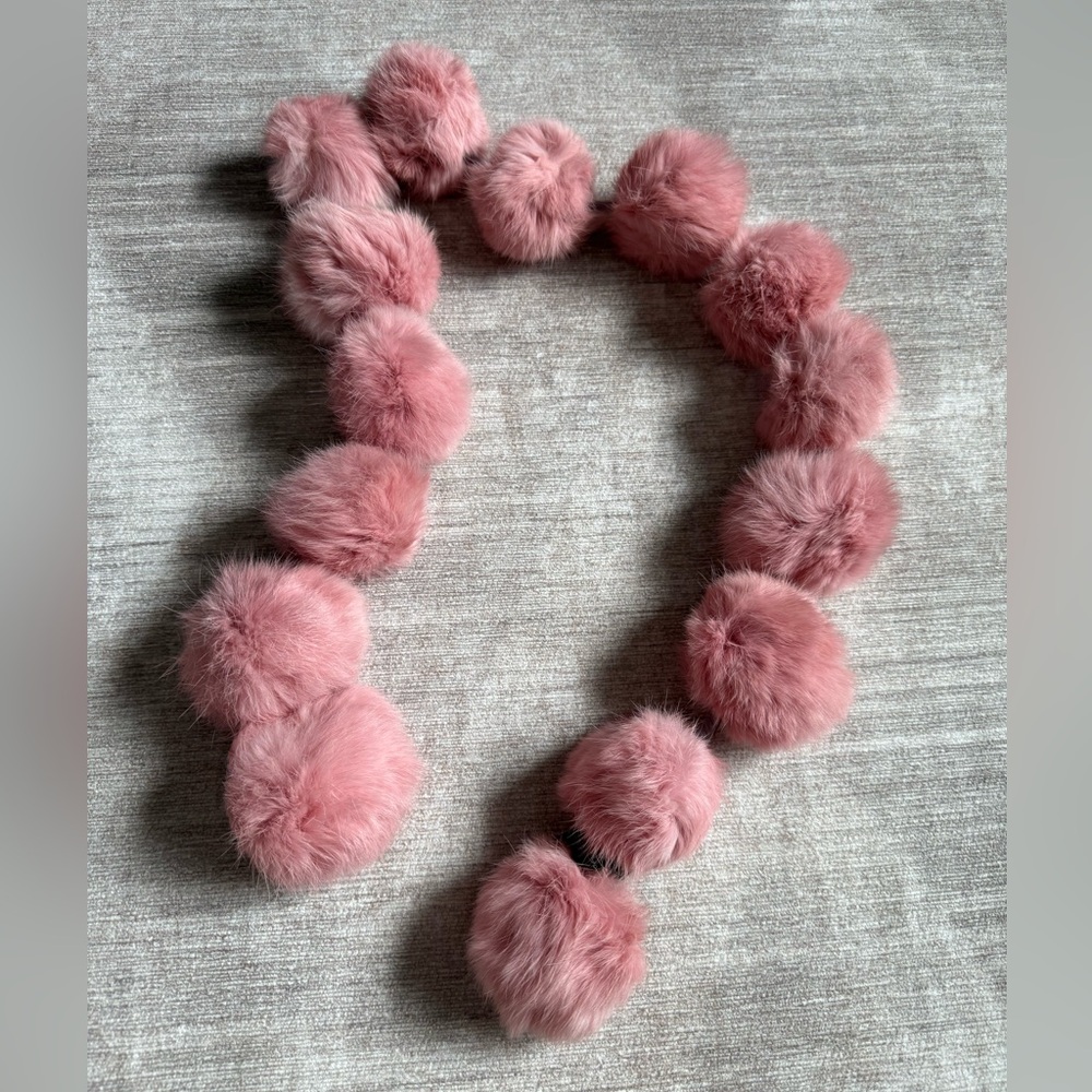 Dusty Pink Fur Pom Pom Scarf